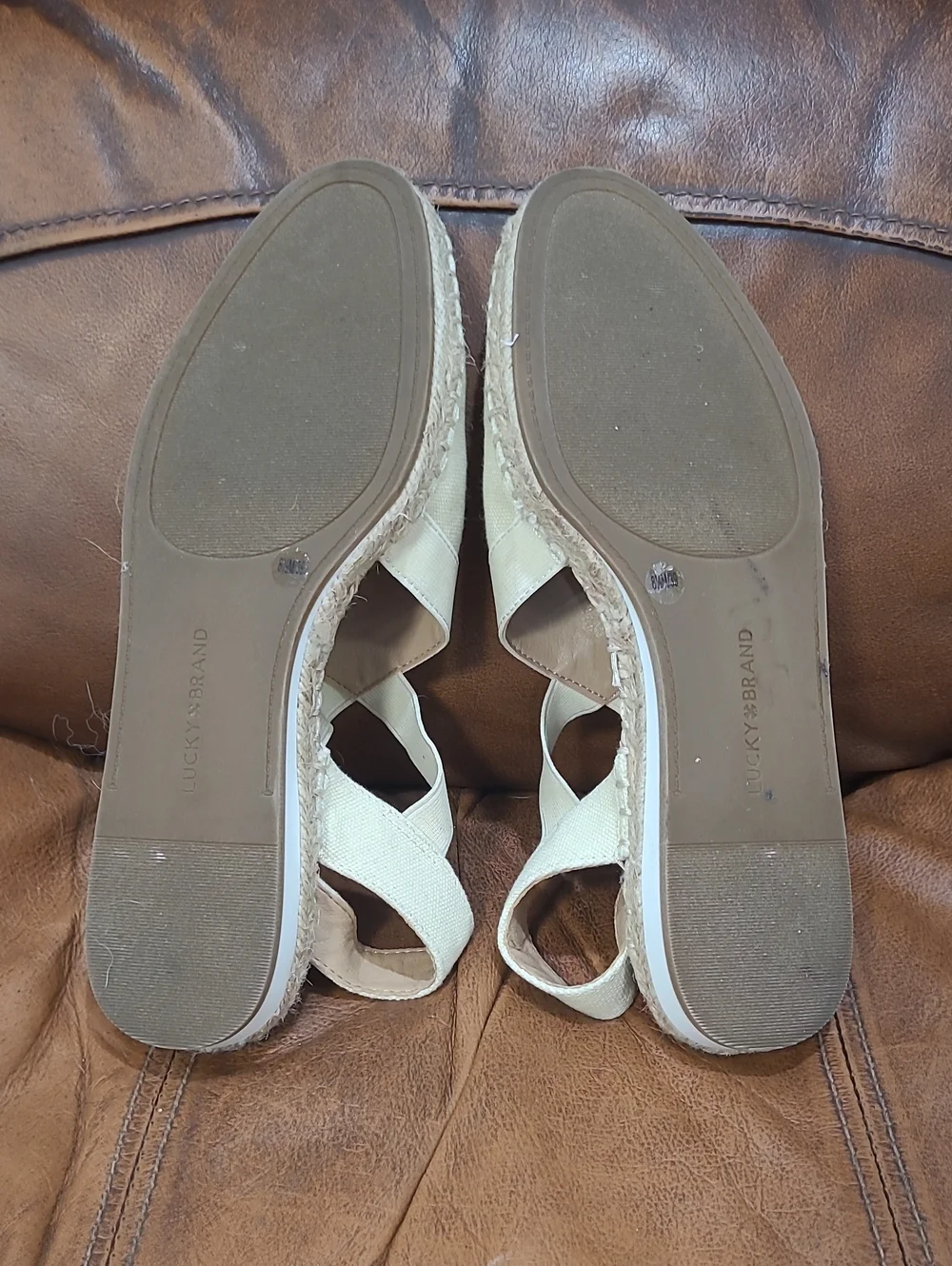 Lucky Brand Cream Cross-Strap Espadrille Slingback Flats
